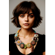 Χειροποίητο boho κολιέ Loom-Wool με κεντημένα υφασμάτινα μοτίβα σε έντονα χρώματα